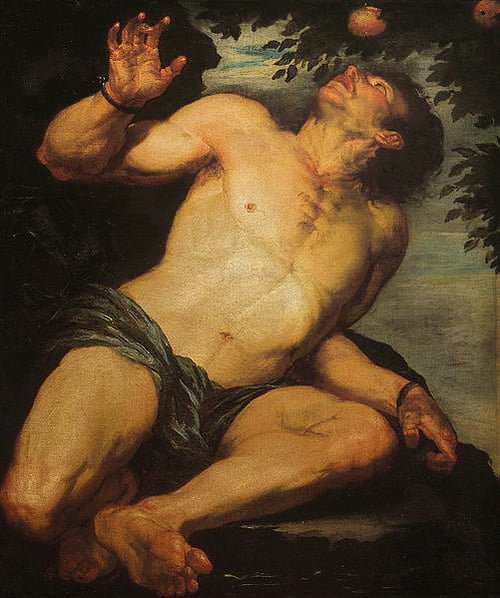 İtalyan ressam Giovanni Battista Langetti, Tantalos’un işkencesini resmetmiştir. Tantalos acı içinde yanında asılı duran yemişlere uzanmaya çalışır ama bir türlü başaramaz.