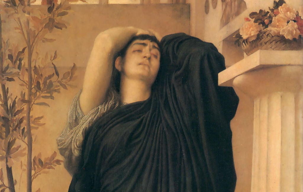 1869 Frederic Leighton, Elektra babası Agamemnon'un Mezarında Yas Tutarken